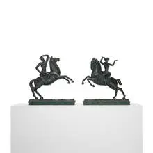 Gerhard Schliepstein, bookends, pair, c. 1925, cast bronze