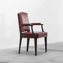 armchair by Maison Jansen, c. 1945, ebonized wood, leather, sold Sep 2011