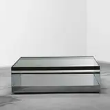 Joseph D'Urso, low rolling table, model 6048T, 1981, stainless steel, safety glass