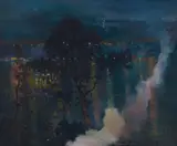 Lluís Graner, Vista nocturna, oil on canvas