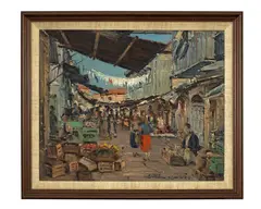 Ludwig Blum, A street market, oil on canvas
