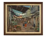 Ludwig Blum, A street market, oil on canvas