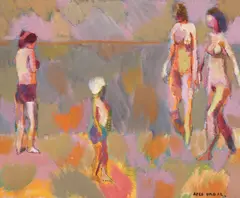 Atle Urdal, The bathers, oil on panel