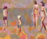 Atle Urdal, The bathers, oil on panel