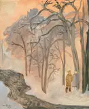 Per Lasson Krogh, Figures in a winter landscape, oil on canvas