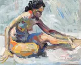 Armand Tatossian R.C.A., A seated nude, oil on canvas