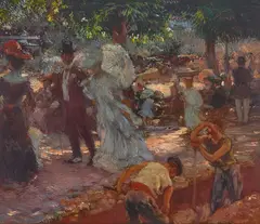 Gaston La Touche, La promenade, oil on panel