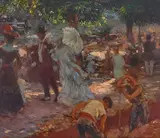 Gaston La Touche, La promenade, oil on panel