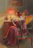 Delphin Enjolras, Blowing bubbles, oil on canvas laid down on Masonite