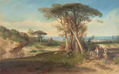Alexandre-Gabriel Decamps, A study for Paysage (Don Quichotte), watercolor on paper