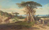 Alexandre-Gabriel Decamps, A study for Paysage (Don Quichotte), watercolor on paper