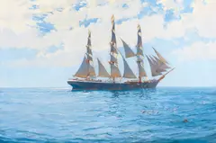 Montague Dawson, The Torrens in California waters, oil on canvas