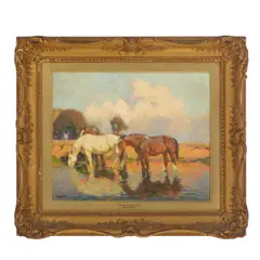 Fred Hall, The day's work done, oil on canvas laid down on panel