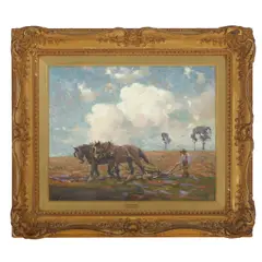 Fred Hall, The plough, oil on panel