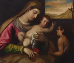 Venetian School, Madonna and child with the infant St. John the Baptist, oil on canvas