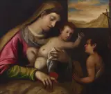 Venetian School, Madonna and child with the infant St. John the Baptist, oil on canvas