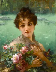 Conrad Kiesel, The wild roses, oil on canvas