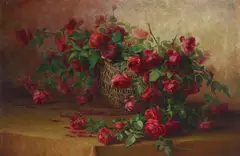 Sarah Bender de Wolfe, A basket of roses, oil on canvas