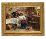 Eugenio Zampighi, La chiacchiera, oil on canvas