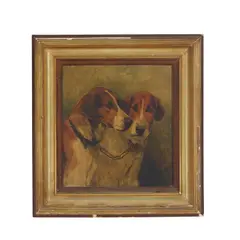 Two hounds by John Emms, oil on canvas, sold Apr 2023