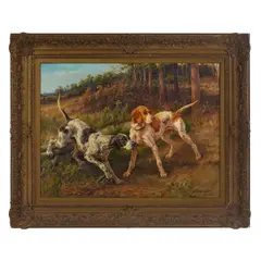 Edmund Henry Osthaus, Two pointers in a landscape, oil on canvas