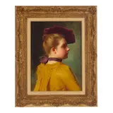 Gustave Jean Jacquet, A portrait of a lady in a plum chapeau; and a companion painting (a pair), both oil on panel