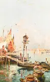 Franz Richard Unterberger, On the lagoon, Venice, oil on panel