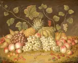 George Gray, A still life of grapes, peaches, pineapple and other fruit, oil on canvas