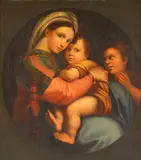called Raphael Raffaello Sanzio, Madonna della Sedia, oil on canvas, unlined