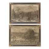 Iosif Velten, View of the Thunder Stone during its move in the presence of Catherine the Great on 20 January 1770, and another engraving of a woodland scene by the same hand