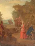 A hunting party by French School, oil on canvas, sold Feb 2023