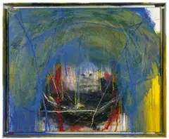 Selbstportrait by Arnulf Rainer, 1975, Öl auf Schwarzweiß-Photographie (Photo: Peter Kubelka), auf Holz montiert, im originalen Aluminium-Künstlerrahmen, sold Nov 2011