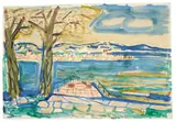 Otto Dix, Allensbach-Seeweg, 1955, Aquarell und Farbkreiden über Bleistift auf Velin