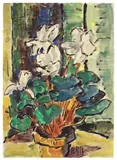 Weisse Alpenveilchen by Karl Schmidt-Rottluff, 1965, Aquarell und Tuschpinsel auf Velin, sold May 2011