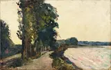 Lesser Ury, Weg am Rheinufer, 1924, Öl auf Leinwand