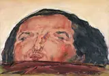 Marwan, Kleiner Kopf, 1972, Öl auf Leinwand, collagiert
