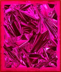 Anselm Reyle, Ohne Titel, 2011, Silberfolie auf Leinwand, in blauer Acrylglasbox