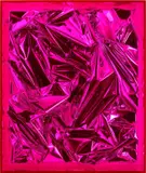 Anselm Reyle, Ohne Titel, 2013, Silberfolie auf Leinwand, in magentafarbener Acrylglasbox
