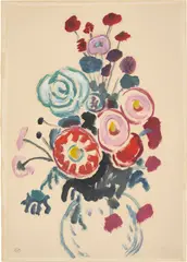 Blumenstillleben by Gabriele Münter, Um 1946, Öl auf Papier, sold Nov 2025