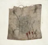 Antoni Tàpies, Mocador (Handkerchief), 1968, Farbe und Assemblage auf Leinwand