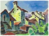 Häuser im Tessin by Karl Schmidt-Rottluff, 1953, Aquarell und Tuschpinsel auf Velin (Wasserzeichen: PMFabriano (1940)), sold Nov 2009