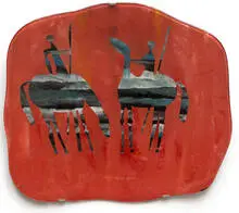 Dube, Wall hanging, c. 1955, Reverse painted glass