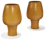 Marilyn Kay Austin, Pair of planters, c. 1968, Light Olive glazed ceramic
