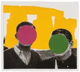 John Baldessari, Stonehenge (With Two Persons) Yellow, 2005, Mixografia on handmade paper