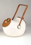 Lagardo Tackett, Cookie Jar, 1958, Glazed ceramic with wood lid and cane handle