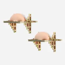 Alain Delon, Sconces, pair, 1972, brass, copper, chrome-plated metal, glass