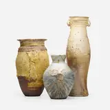 Collection of three vessels by Modern, glazed stoneware, sold Mar 2021