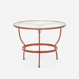 Jacques Adnet, Occasional table, c. 1955, stitched leather, brass, glass