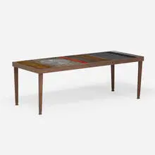 Roger Capron, Coffee table, c. 1965, oxidized steel, glazed ceramic tile