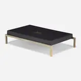 attribution Georges Mathias, Coffee table, c. 1960, matte chrome-plated brass, fiberglass